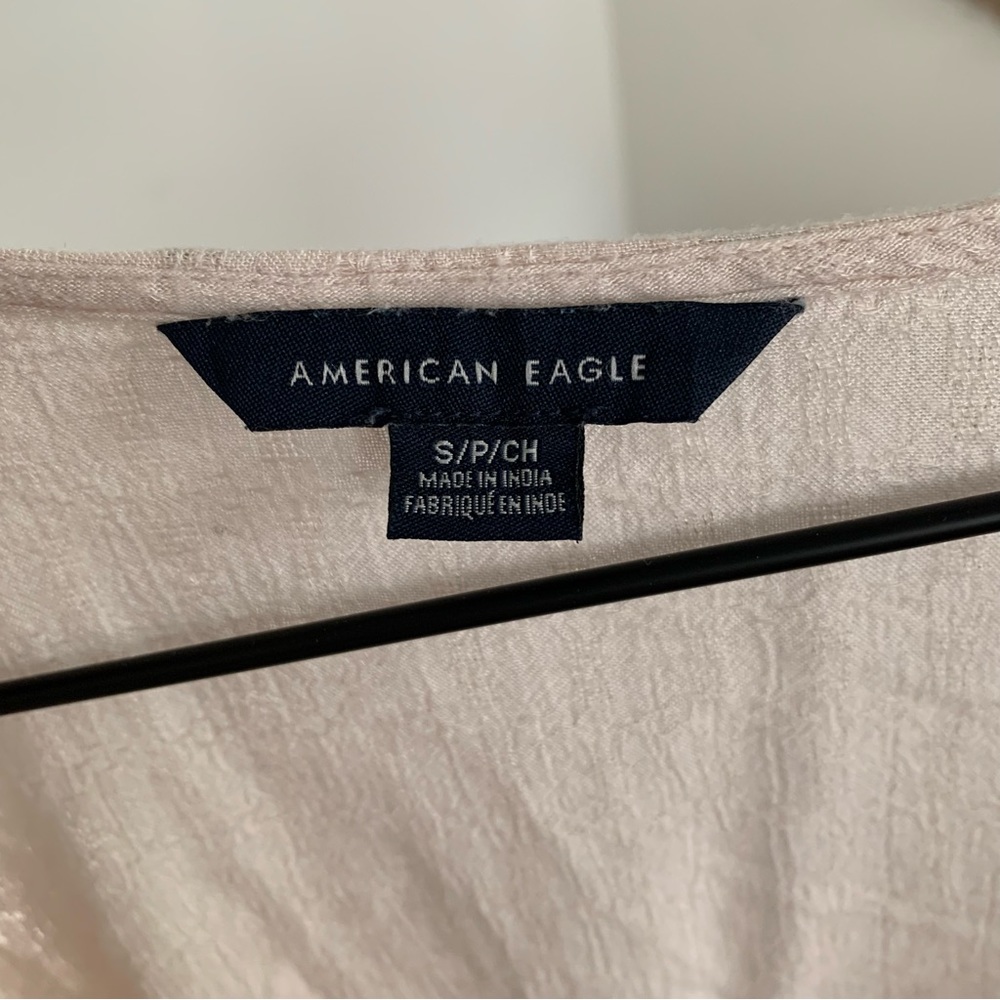 ๐ชด$5/25๐ชด American Eagle Blush Pink Lace V-Neck Peplum Blouse Top Small - Picture 11 of 15